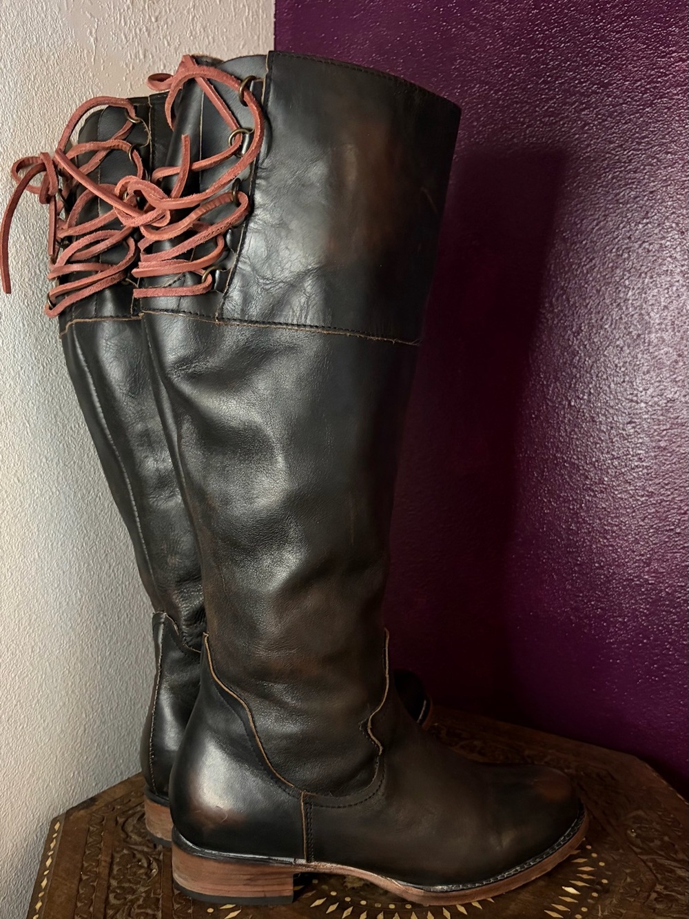 Freebird by Steven CYN tall dark brown leather boots